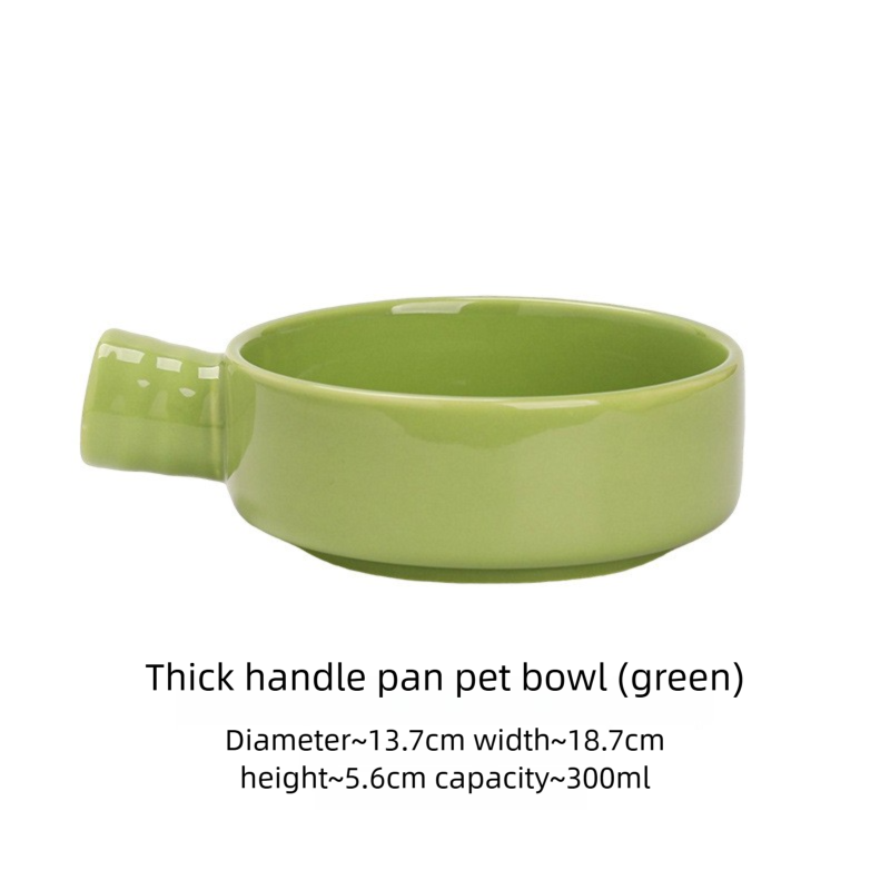 Jingdezhen Ceramic Flat Bottom Bowl Cat Bowl Ceramic Slow Feeder Bowl Single Handle Drinking Bowl Anti-Black Chin Can Food Bowl Pet Bowl