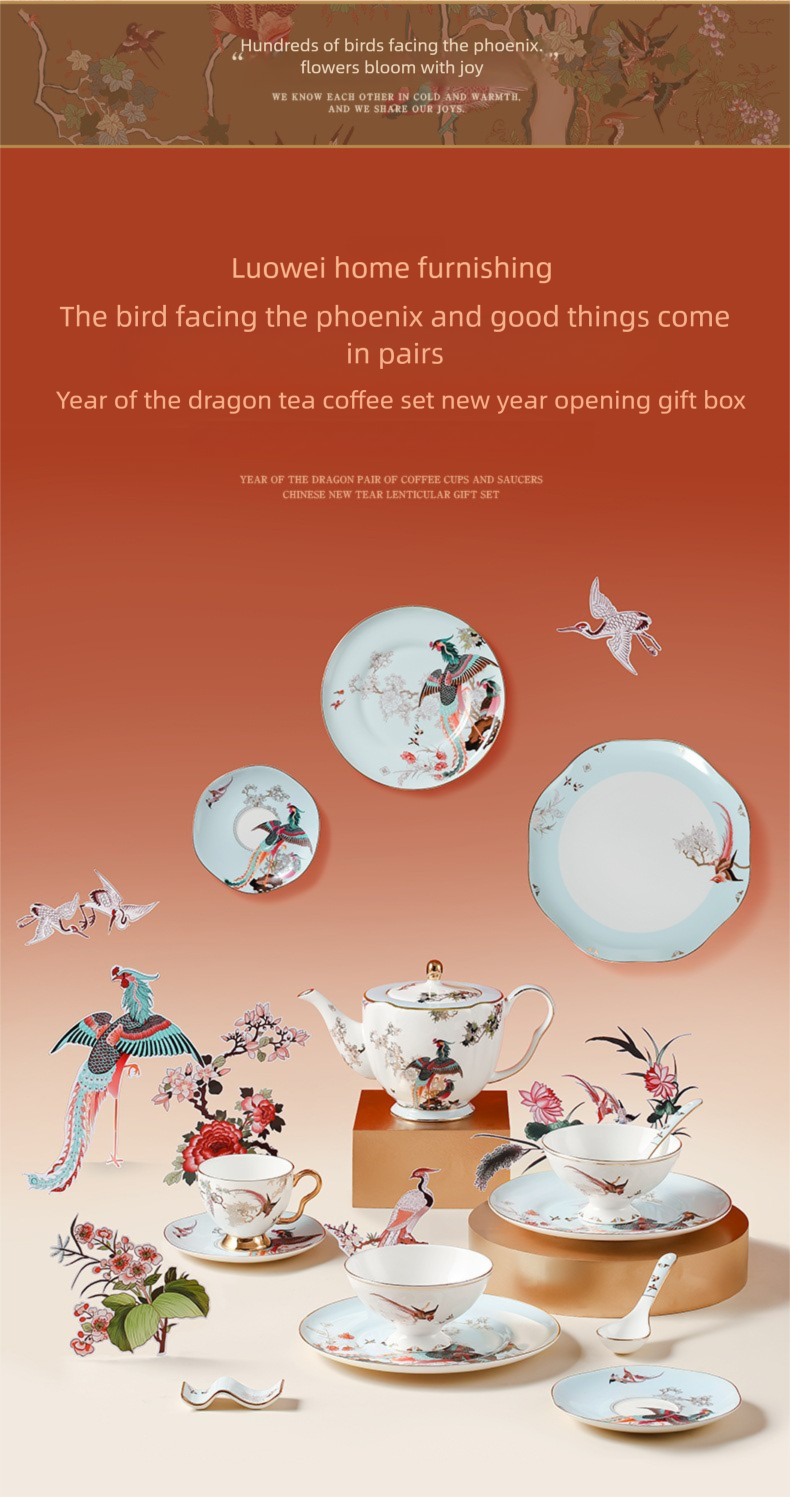Jingdezhen Ceramic Custom Afternoon Tea Coffee Cup Saucer Tea Set Mug Business Gift Points Redemption Exquisite