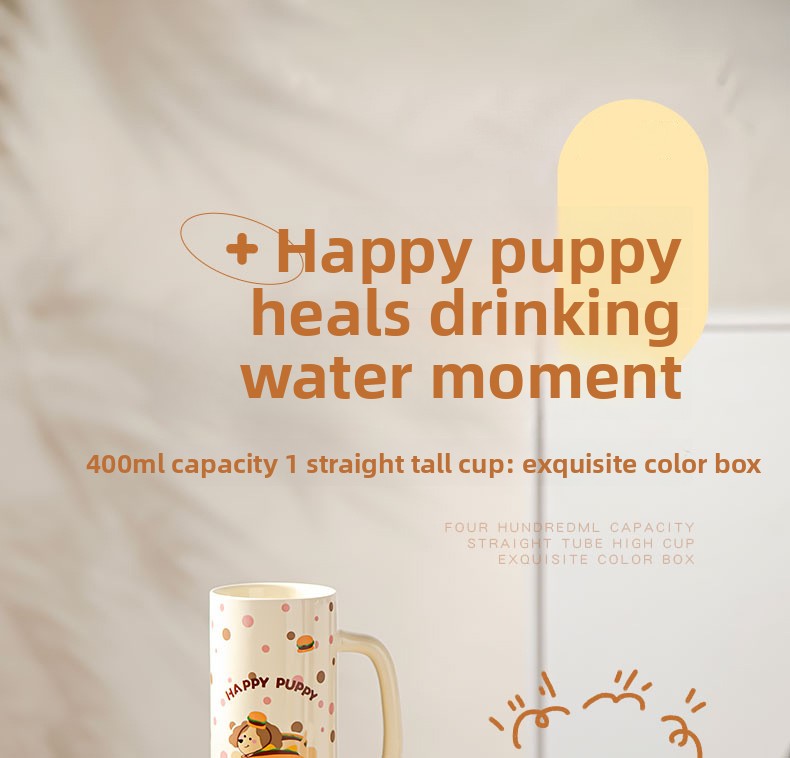 Cartoon Ceramic Underglaze Color Mug Customized for Girls High-Value Home Drinking Cup Large Capacity Birthday Gift