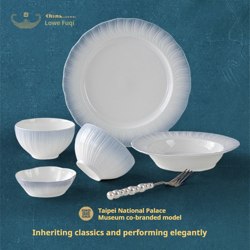 Forbidden City Cultural Creative Jingdezhen Ceramic Underglaze Color Tableware High-end Rice Plate