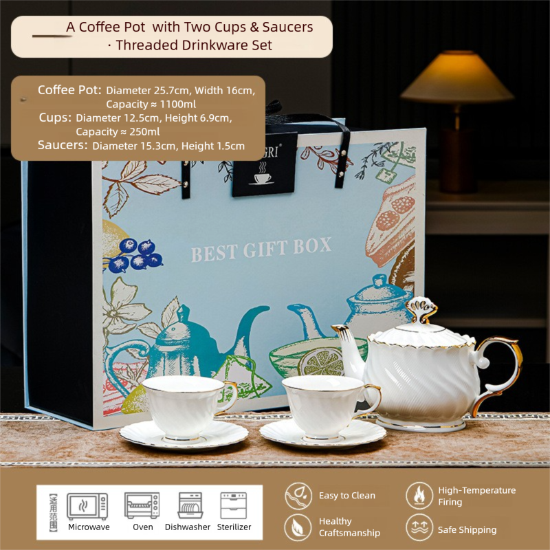Jingdezhen Porcelain Coffee Cup & Saucer Set / Luxury Gift Box