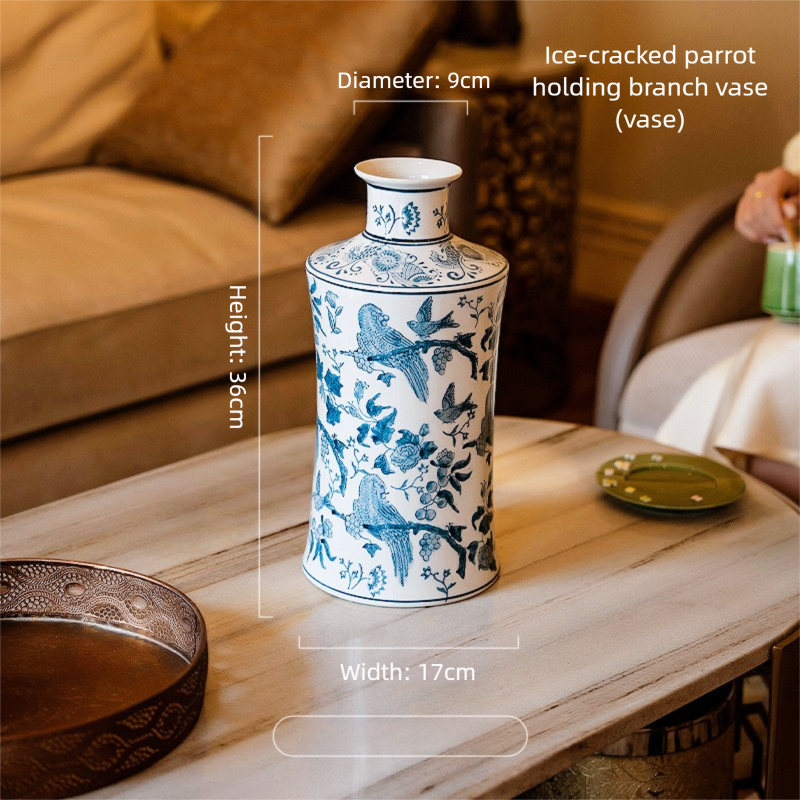 Large Ceramic Vase Manufacturer Light Luxury Blue and White Pastel Craft Porcelain Vase Customization Jingdezhen Decorative Ornament