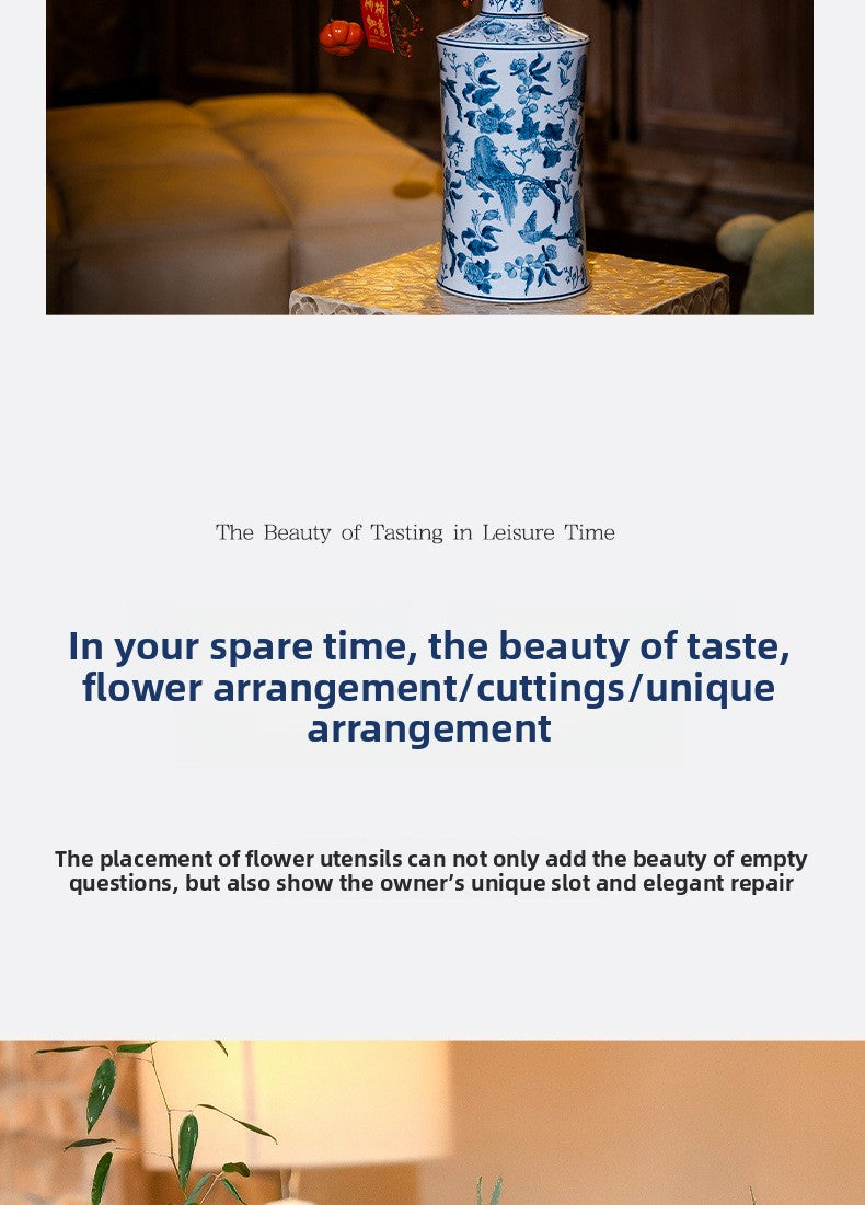 Large Ceramic Vase Manufacturer Light Luxury Blue and White Pastel Craft Porcelain Vase Customization Jingdezhen Decorative Ornament