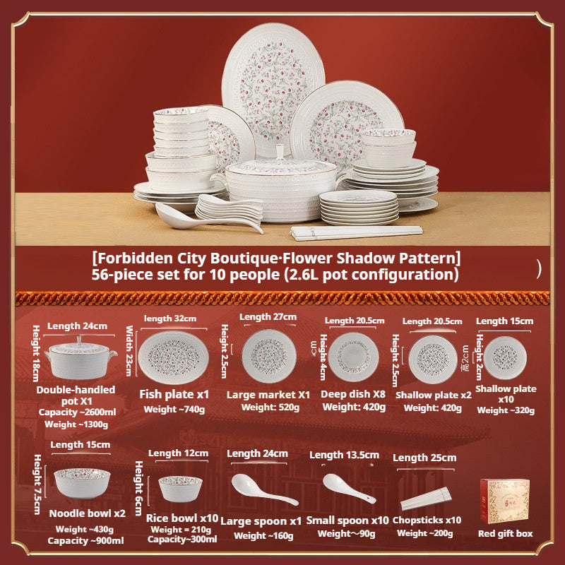 Taipei National Palace Museum Cultural and Creative Jingdezhen Ceramic Tableware Gift Set Custom Housewarming New Home Bowl and Plate Set for Home Use