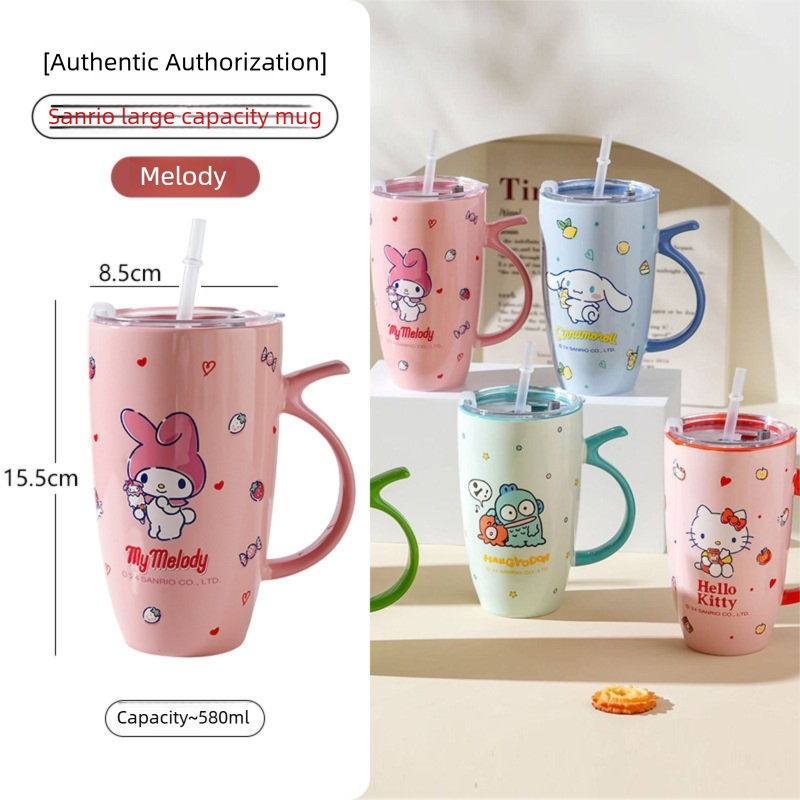 Ceramic Mug Couple Ceramic Cup Large Capacity Straw Cup Office High-Value Home Water Cup Girl's Gift