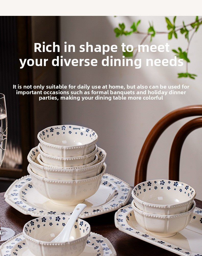 Underglaze Porcelain Tableware Gift Customization Good-looking Dishes Suit Household Tableware Rice Bowl Noodle Bowl Gift Box