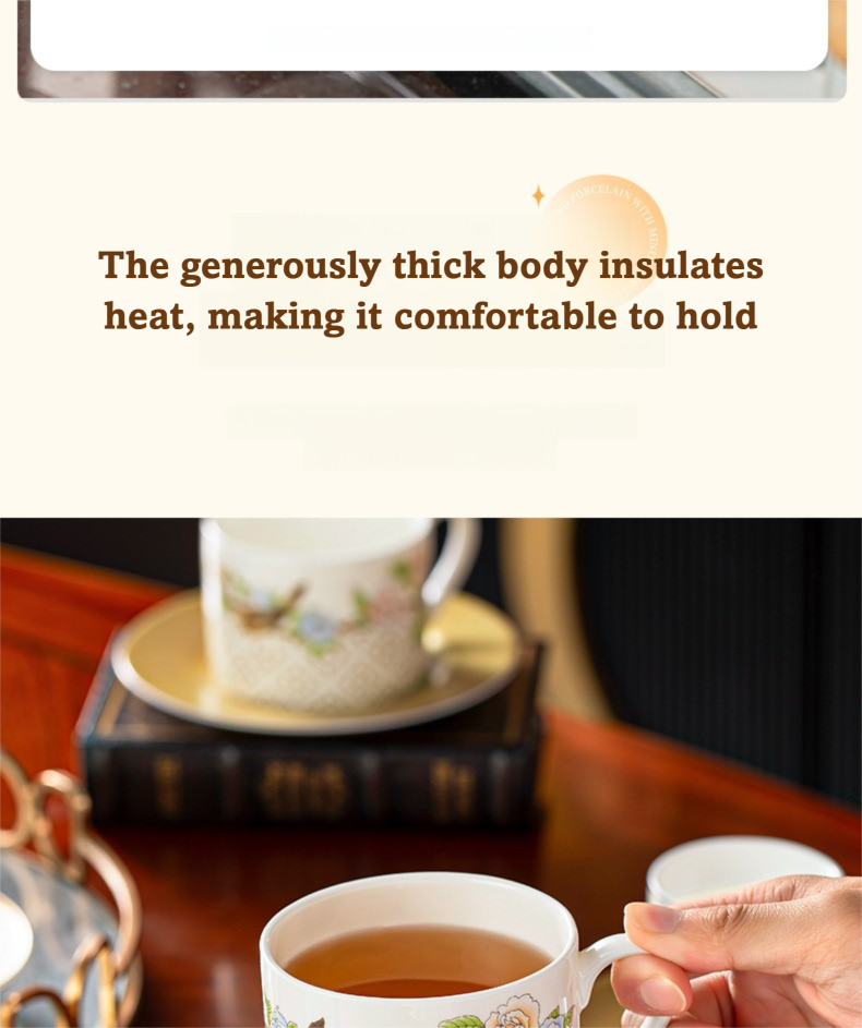 Qinsehe Ming Bone China Light Luxury Ceramic High-end Afternoon Tea Coffee Cup Set with Cup Saucer Wholesale Gift