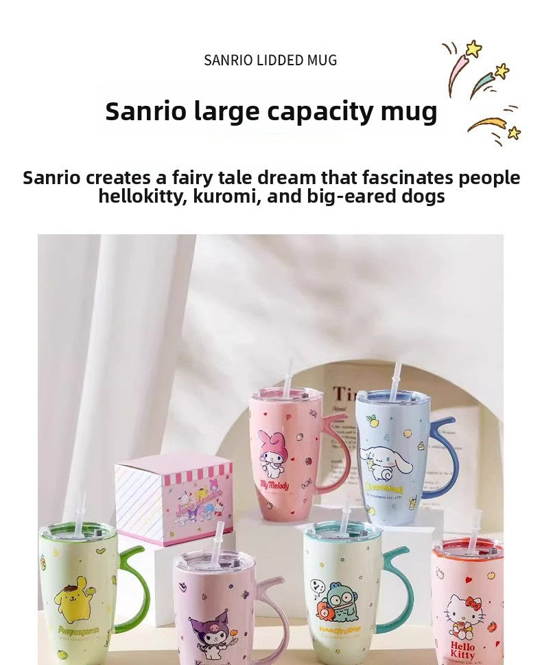Ceramic Mug Couple Ceramic Cup Large Capacity Straw Cup Office High-Value Home Water Cup Girl's Gift