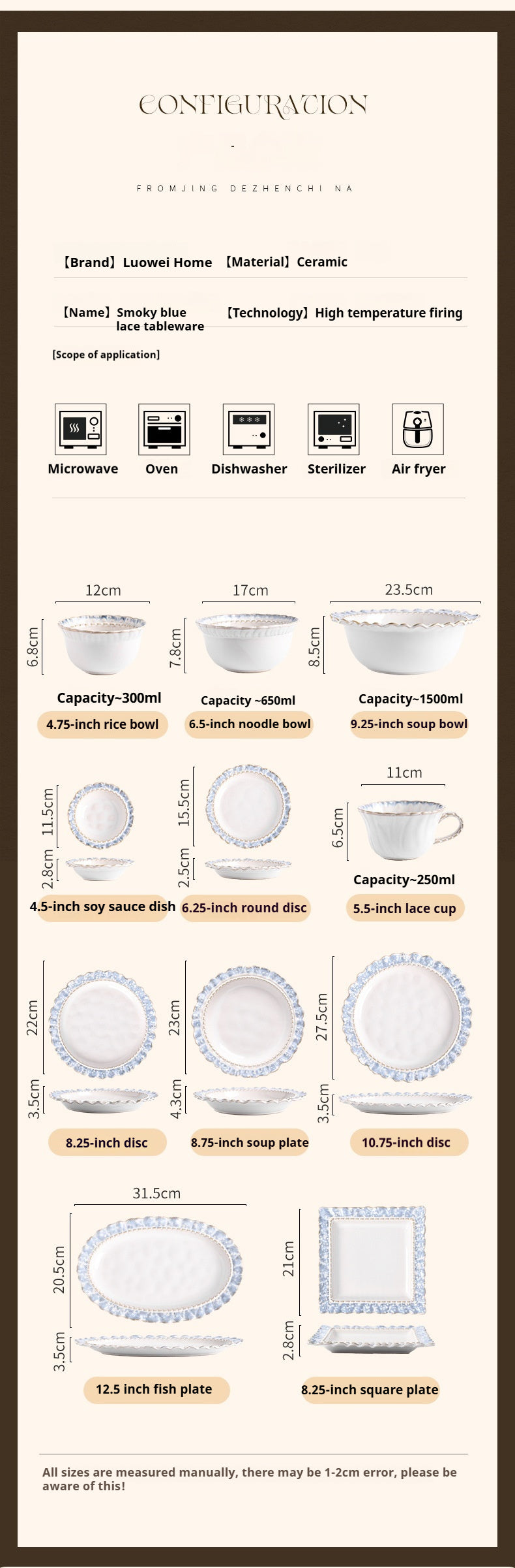 French Retro Ceramic Tableware Gift Set Bowls and Plates Home Luxury High-End Housewarming Bowls Plates Chopsticks Soup Bowls