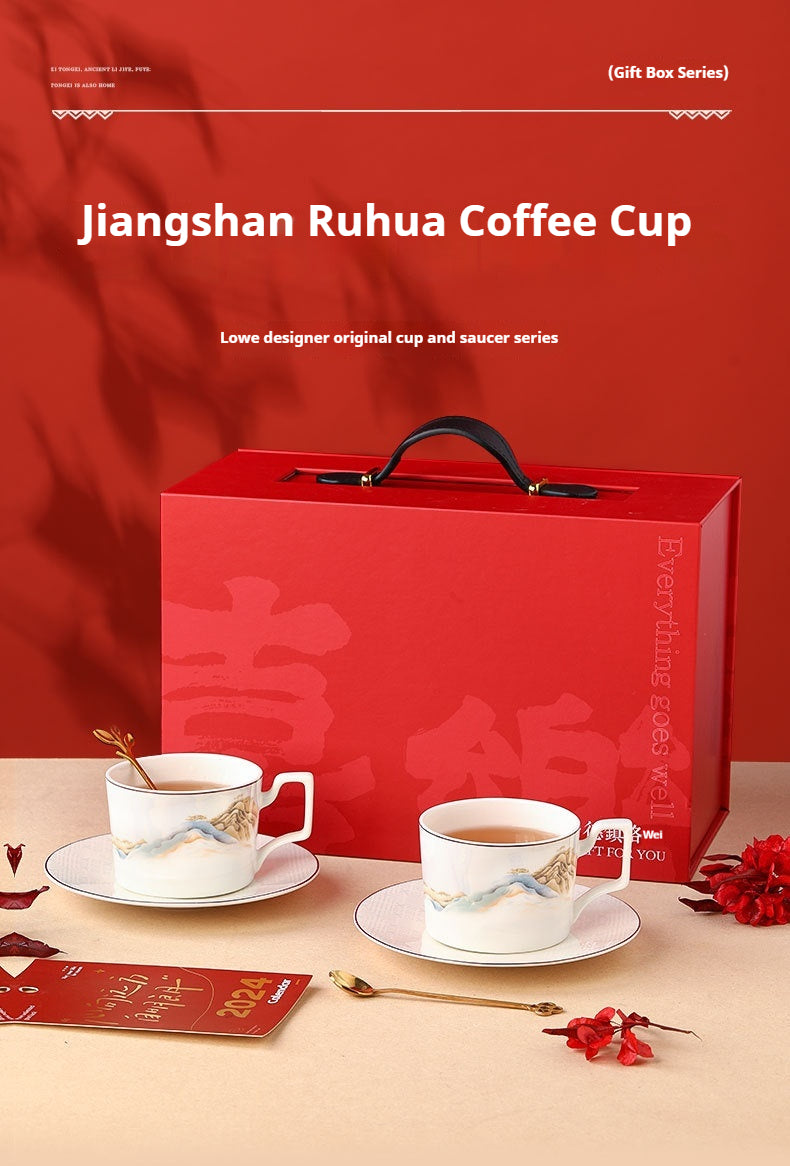 Jingdezhen Ceramic Coffee Cup Set Customized Afternoon Tea Gift High-Value Dragon Boat Festival Gift Wedding Favor
