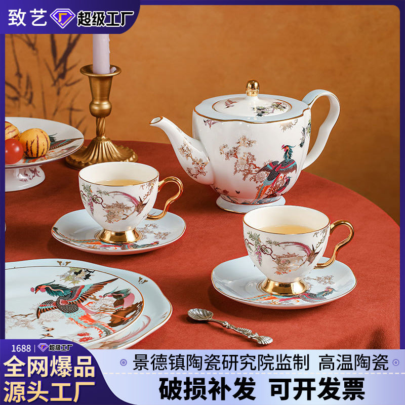 Jingdezhen Ceramic Custom Afternoon Tea Coffee Cup Saucer Tea Set Mug Business Gift Points Redemption Exquisite