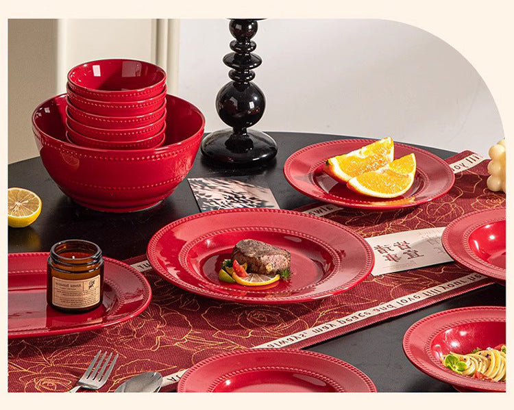Newlywed Wedding Engagement Gift for Newlyweds Household Tableware Set Housewarming New Home French Relief Bowl Plate Gift Box
