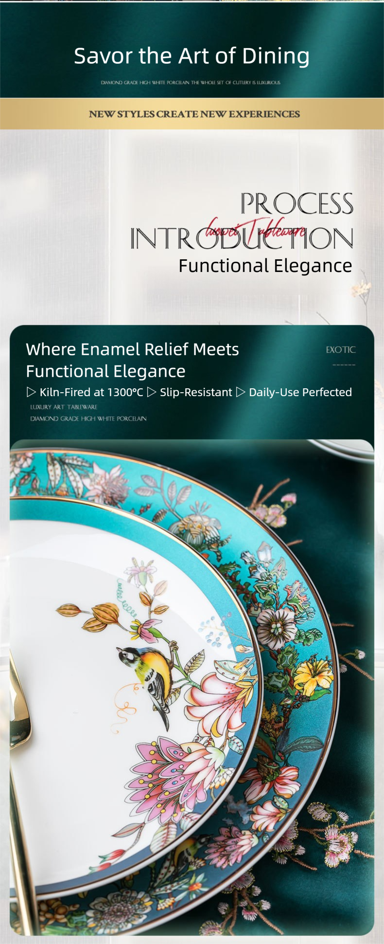 Jingdezhen Bone China Tableware Set Custom Chinese Style Flower and Bird Bowl and Plate Set High Aesthetic Housewarming Gift Set