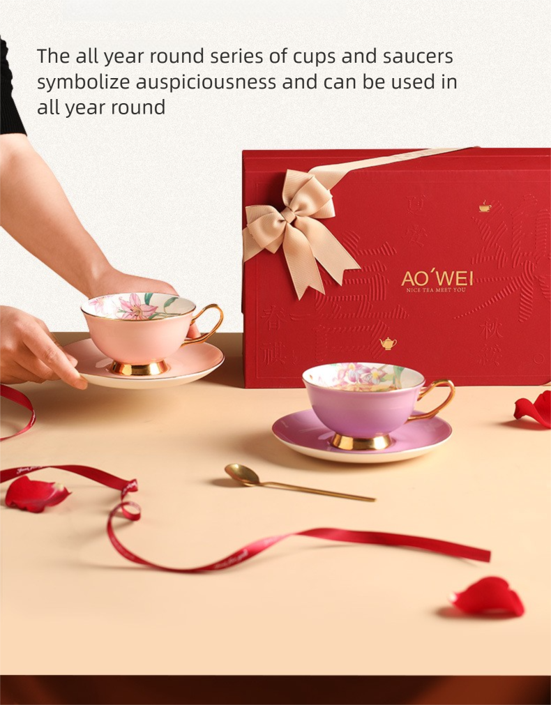 Jingdezhen Ceramic Custom Cup Saucer Teapot Teacup Afternoon Tea Set Housewarming Gift Coffee Cup Set Gift Box