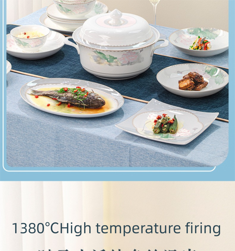 Jingdezhen Ceramic Tableware Set Bowl Household New Chinese Style Housewarming Gift Bowl Plate Dish Set Household