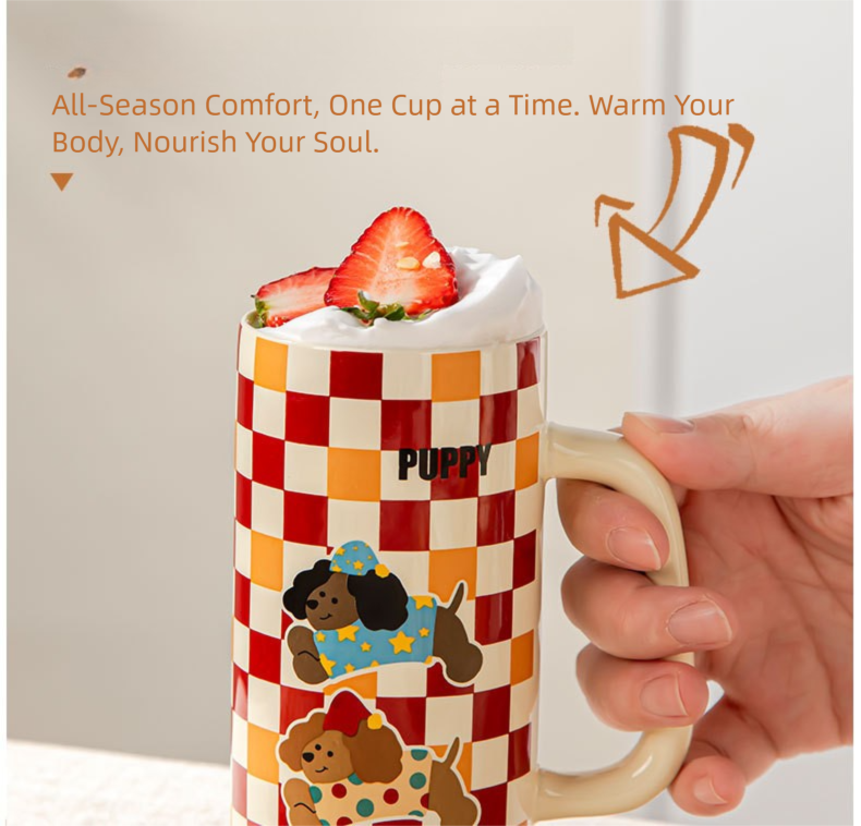 Cartoon Ceramic Underglaze Color Mug Customized for Girls High-Value Home Drinking Cup Large Capacity Birthday Gift