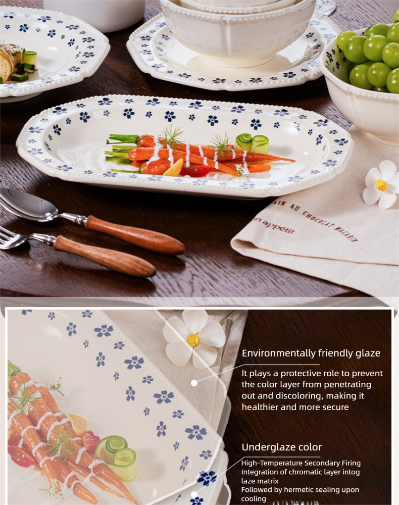 Underglaze Porcelain Tableware Gift Customization Good-looking Dishes Suit Household Tableware Rice Bowl Noodle Bowl Gift Box