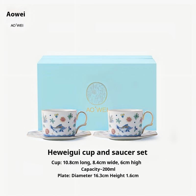 Jingdezhen Ceramic Custom Cup Saucer Teapot Teacup Afternoon Tea Set Housewarming Gift Coffee Cup Set Gift Box