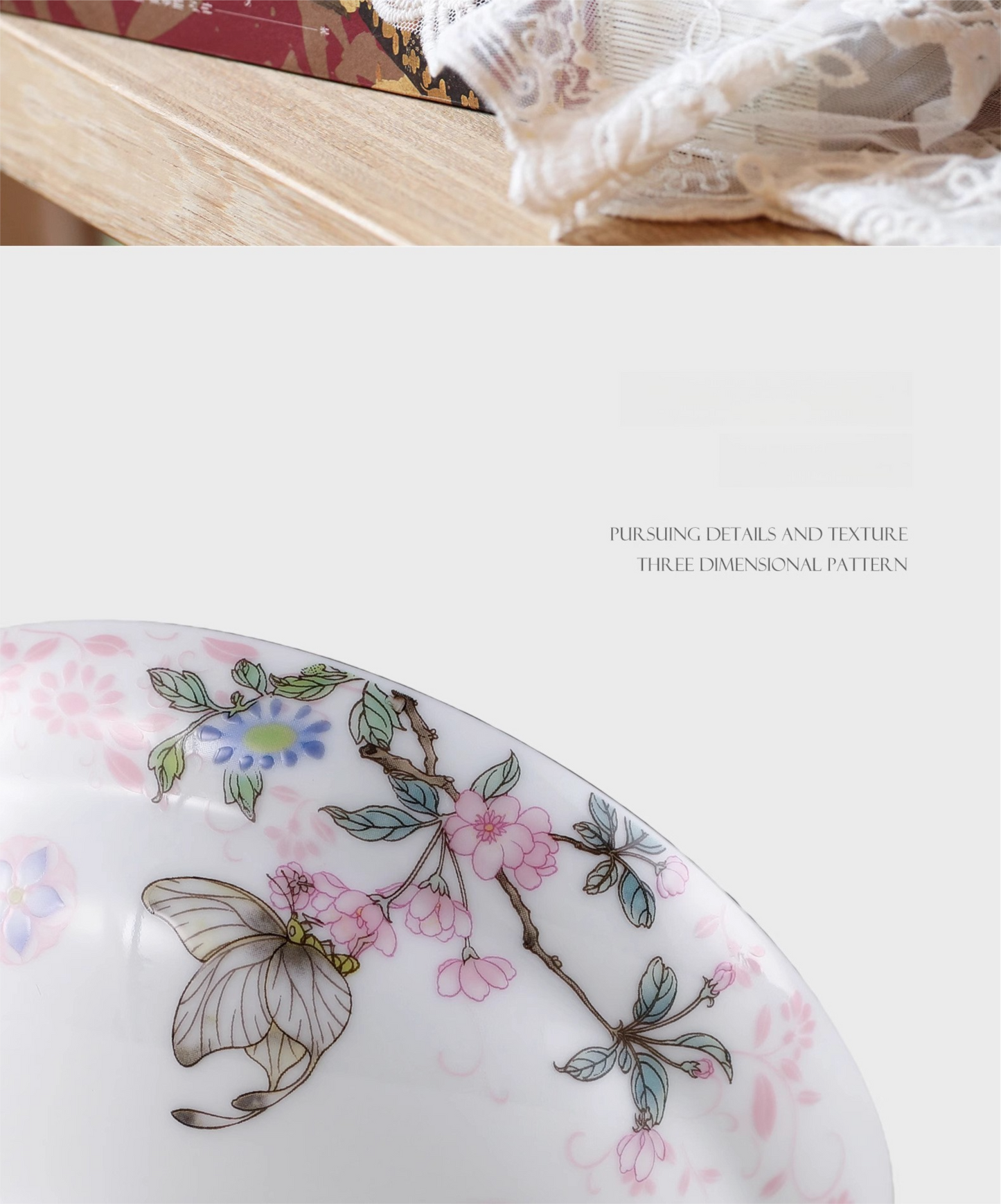 Aowei Afternoon Tea Tableware High White Porcelain Ceramic Covered Bowl Jingdezhen Covered Dim Sum Bowl Household Small Bowl Gift Box Set