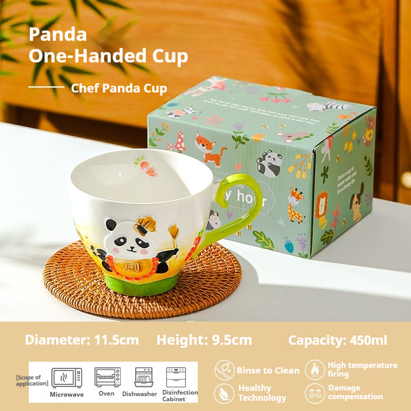 Large-capacity underglaze-painted coffee cup and milk cup