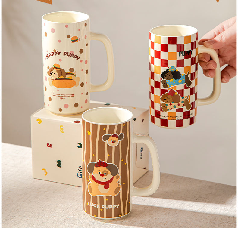 Cartoon Ceramic Underglaze Color Mug Customized for Girls High-Value Home Drinking Cup Large Capacity Birthday Gift