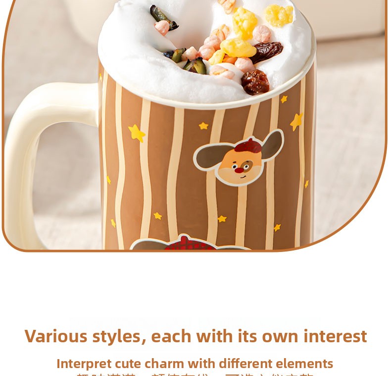 Cartoon Ceramic Underglaze Color Mug Customized for Girls High-Value Home Drinking Cup Large Capacity Birthday Gift