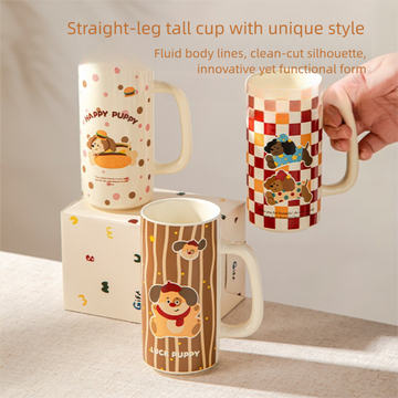 Cartoon Ceramic Mug – Large-Capacity Underglaze Cup for Girls & Custom Gifts