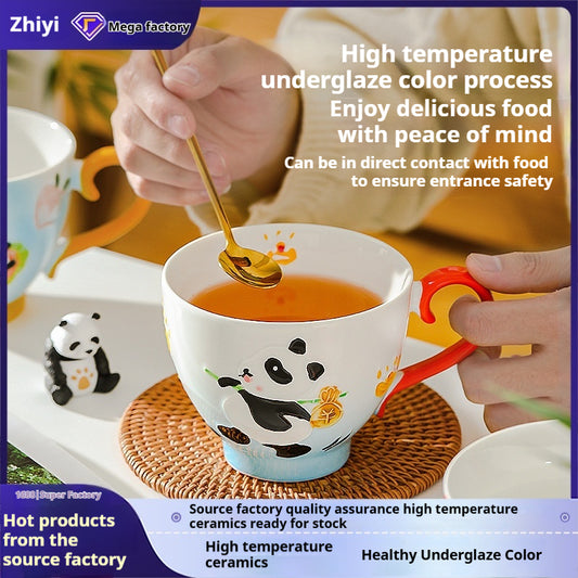 Large-capacity underglaze-painted coffee cup and milk cup