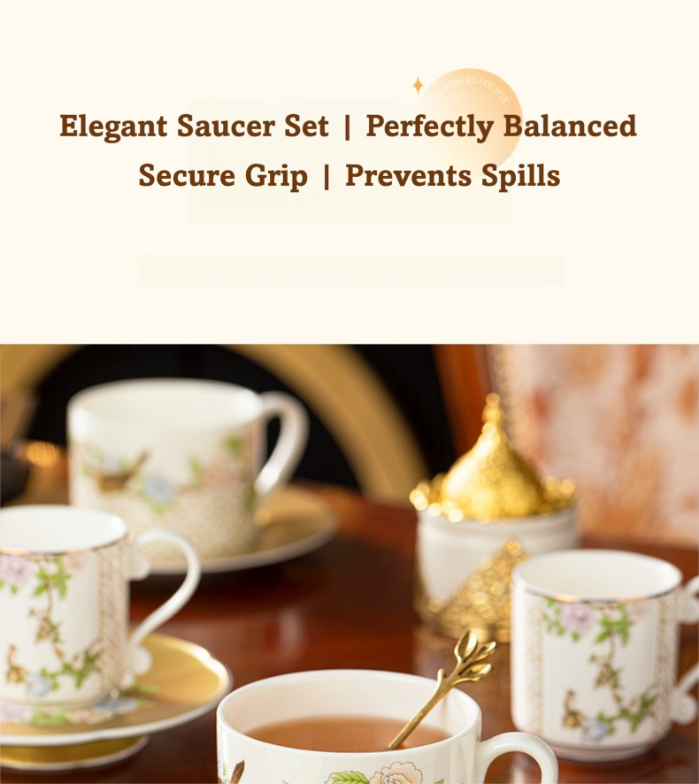 Qinsehe Ming Bone China Light Luxury Ceramic High-end Afternoon Tea Coffee Cup Set with Cup Saucer Wholesale Gift