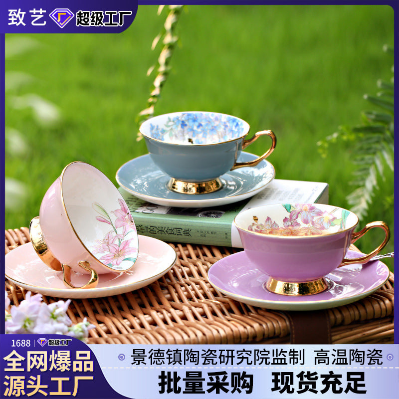 Jingdezhen Ceramic Custom Cup Saucer Teapot Teacup Afternoon Tea Set Housewarming Gift Coffee Cup Set Gift Box