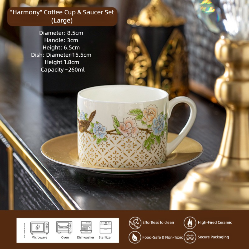 Qinsehe Ming Bone China Light Luxury Ceramic High-end Afternoon Tea Coffee Cup Set with Cup Saucer Wholesale Gift