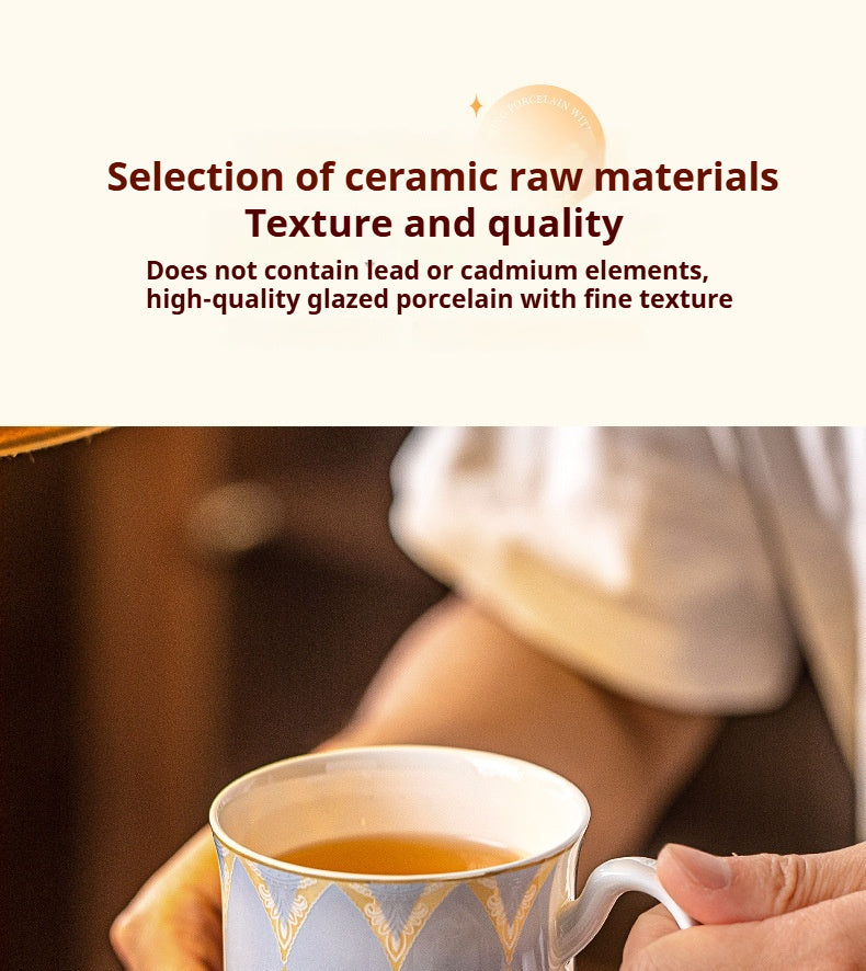 Jingdezhen Ceramic Mug Home Use High Aesthetic Drinking Cup Large Capacity Office Water Cup Breakfast Oatmeal Cup