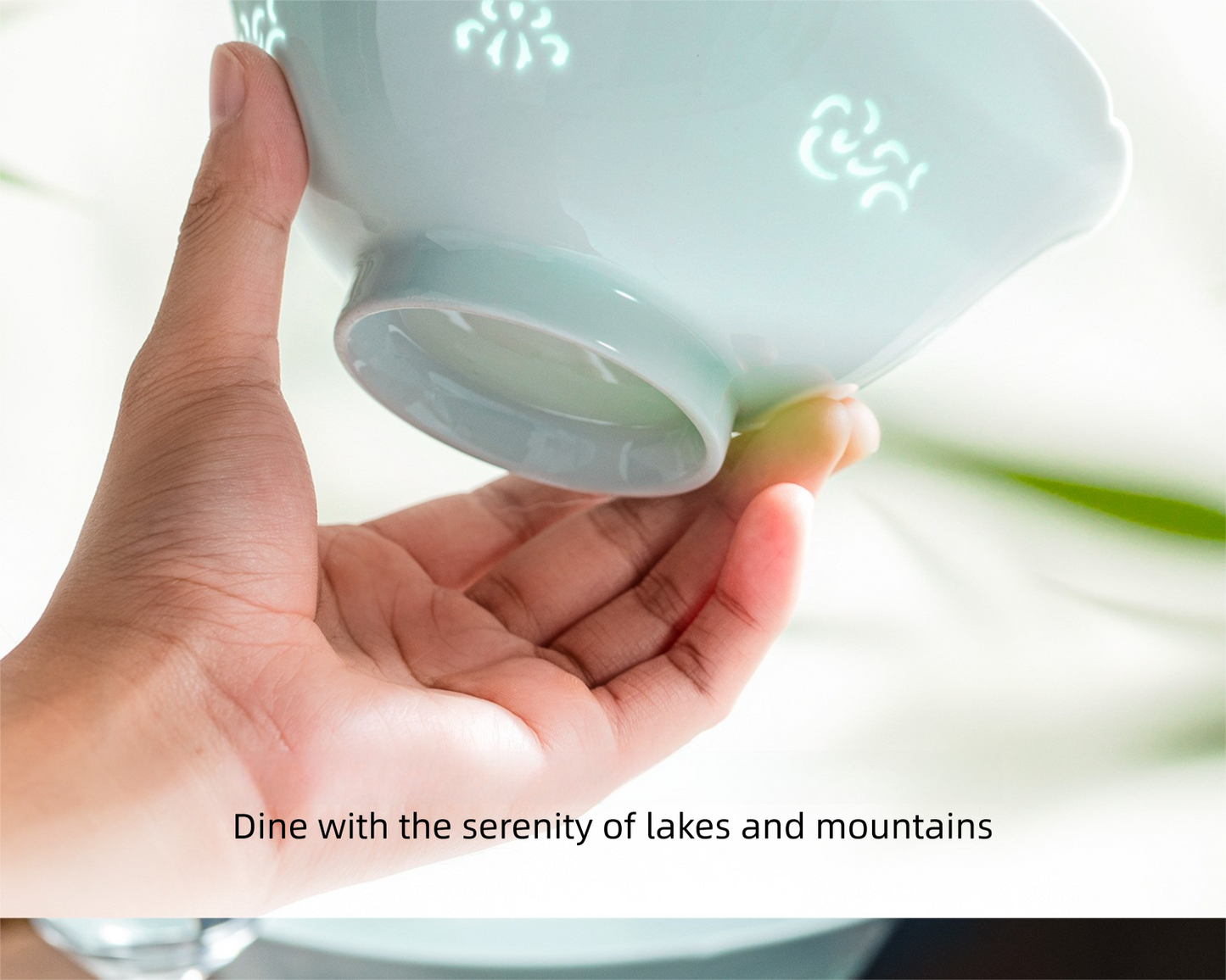 Jingdezhen Celadon Exquisite Tableware Custom Gift Set Light Luxury Chinese Style Bowl and Plate Set Household Ceramic Bowl and Plate Set