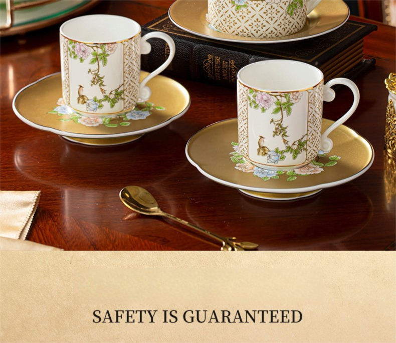 Qinsehe Ming Bone China Light Luxury Ceramic High-end Afternoon Tea Coffee Cup Set with Cup Saucer Wholesale Gift