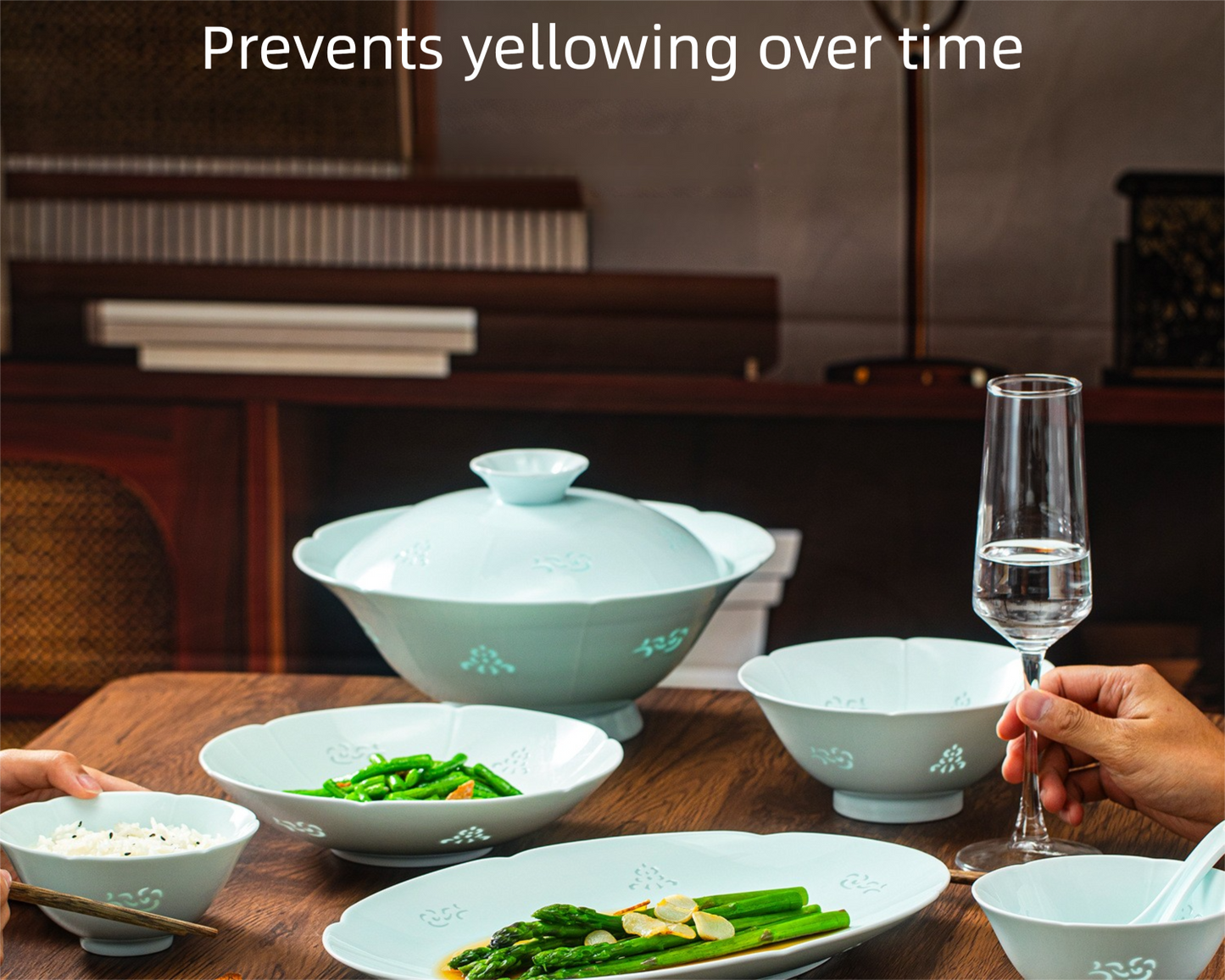 Jingdezhen Celadon Exquisite Tableware Custom Gift Set Light Luxury Chinese Style Bowl and Plate Set Household Ceramic Bowl and Plate Set