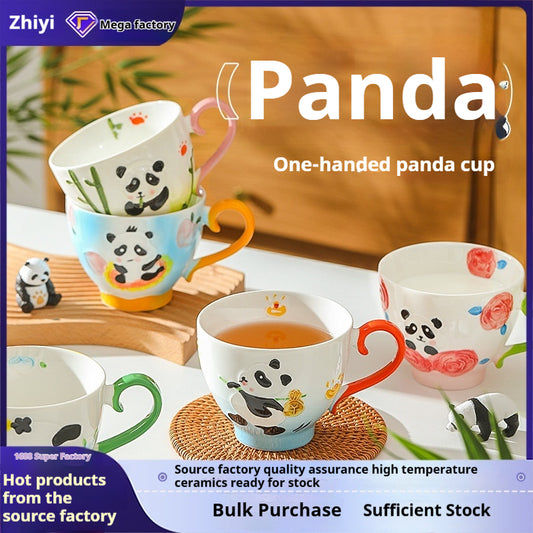 Large-capacity underglaze-painted coffee cup and milk cup