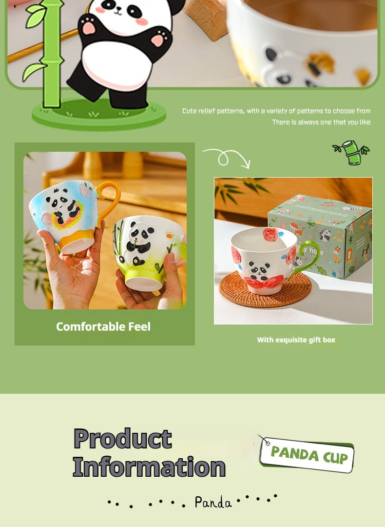 Large-capacity underglaze-painted coffee cup and milk cup