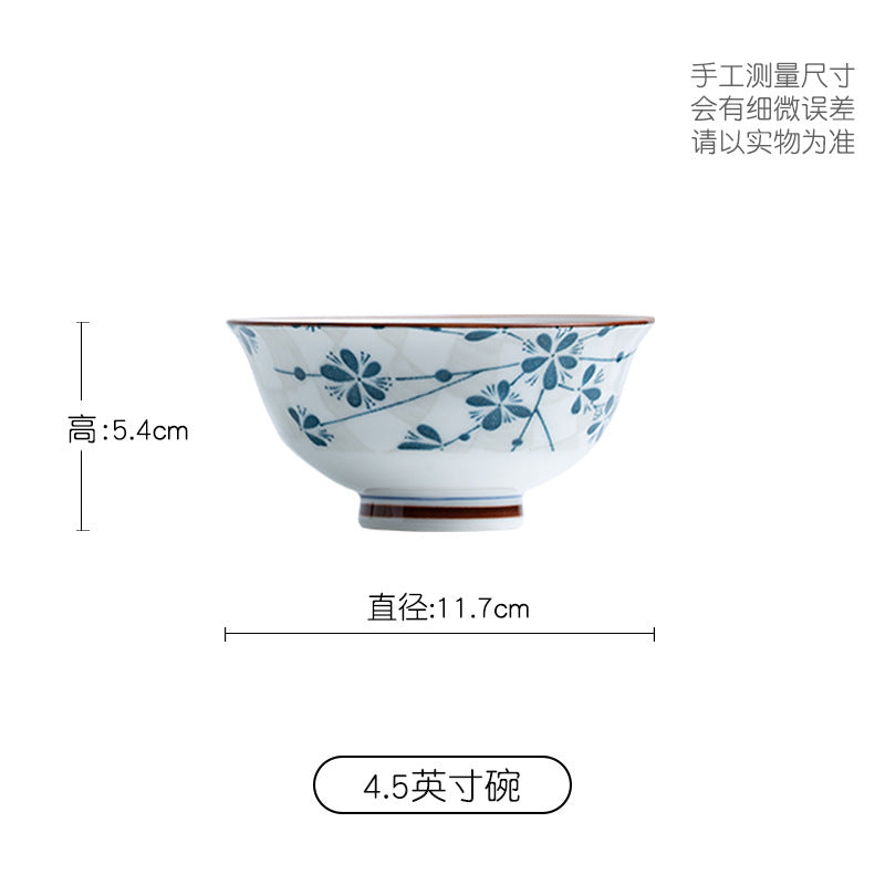 Japanese Underglaze Ceramic Bowl & Plate Set – Rice, Noodle & Soup Tableware
