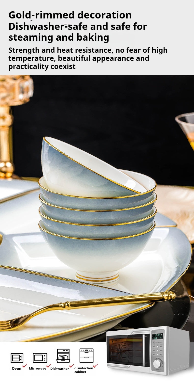 Jingdezhen Ceramic Tableware Custom Plates Dish Plates Household Reunion Platter Tableware Set Fan-Shaped Plates Bowls Dishes Set