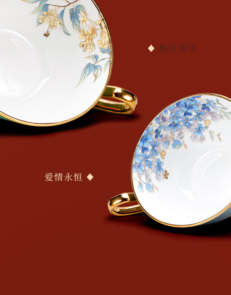 Jingdezhen Ceramic Custom Cup Saucer Teapot Teacup Afternoon Tea Set Housewarming Gift Coffee Cup Set Gift Box