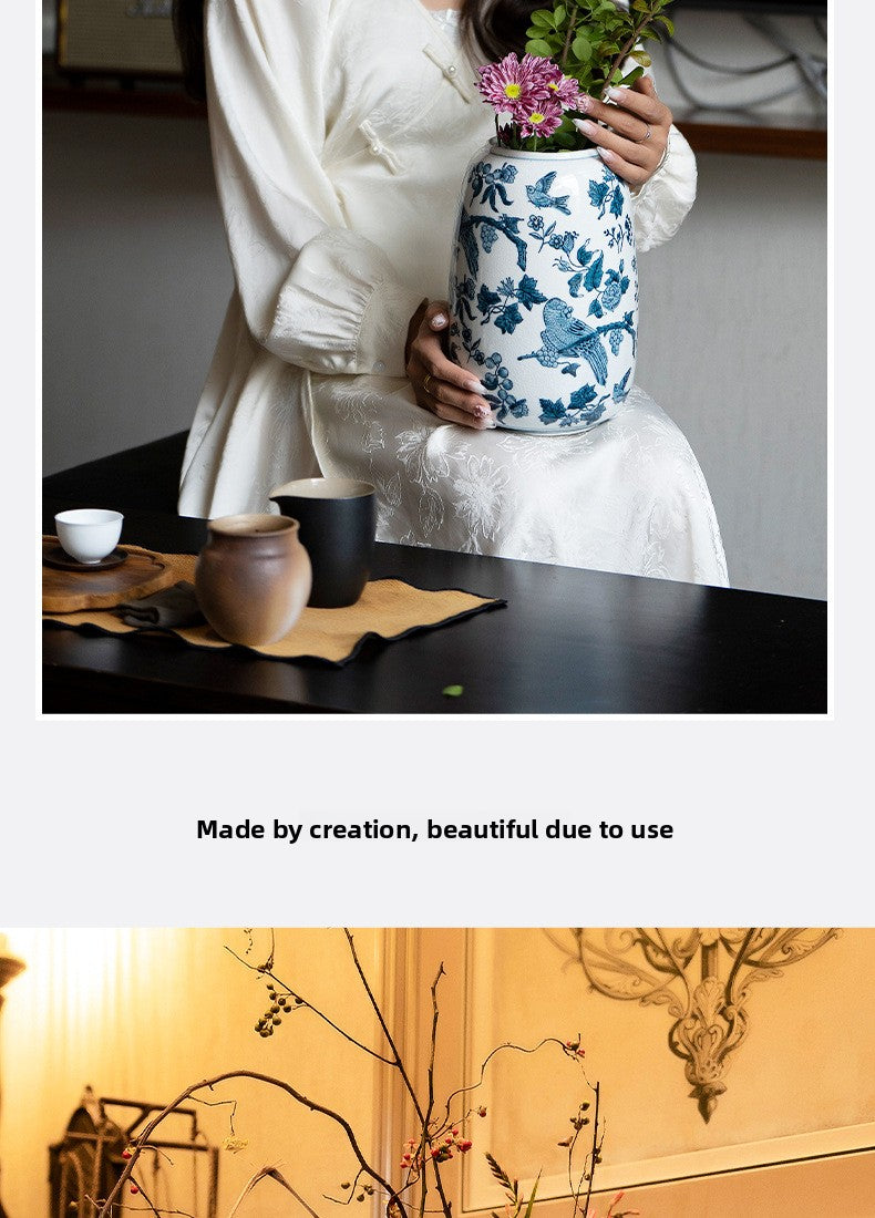 Large Ceramic Vase Manufacturer Light Luxury Blue and White Pastel Craft Porcelain Vase Customization Jingdezhen Decorative Ornament