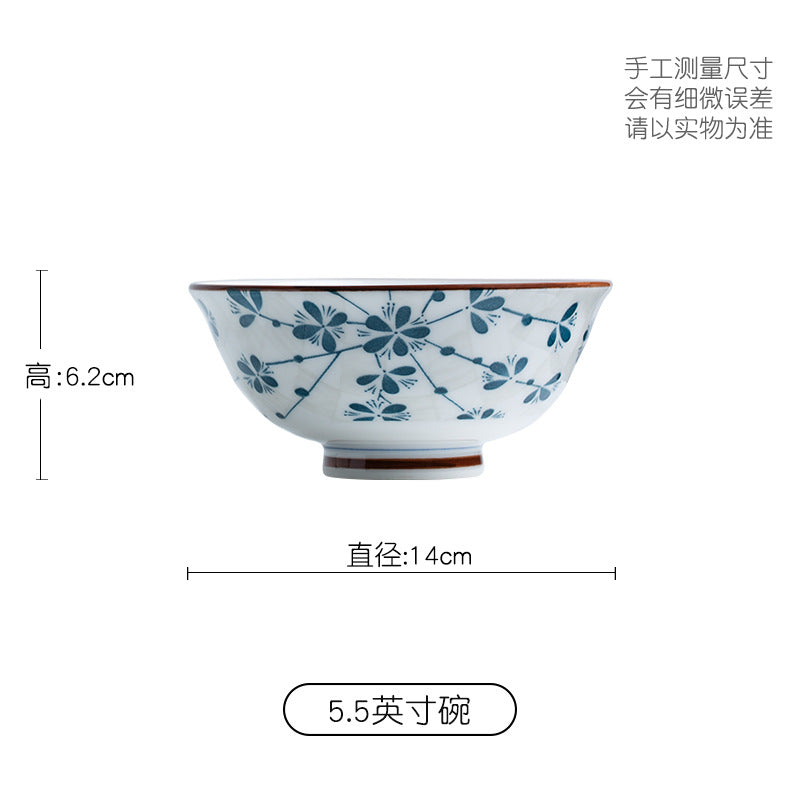 Manufacturer Bowl and Plate Set Household Rice Bowl Single Noodle Bowl Japanese Underglaze Color Soup Bowl Ceramic Bowl Plate Tableware Dish