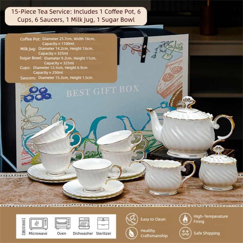 Jingdezhen Porcelain Coffee Cup & Saucer Set / Luxury Gift Box