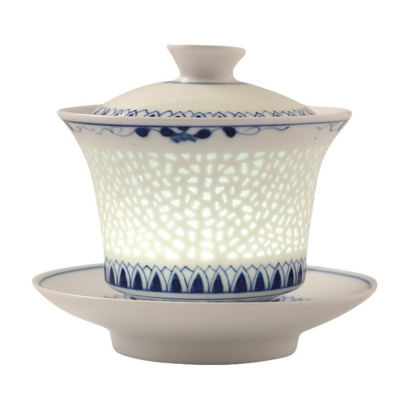 Jingdezhen Blue & White Kung Fu Tea Set – Chinese Style Gaiwan, Teacups & Gongdao Cup