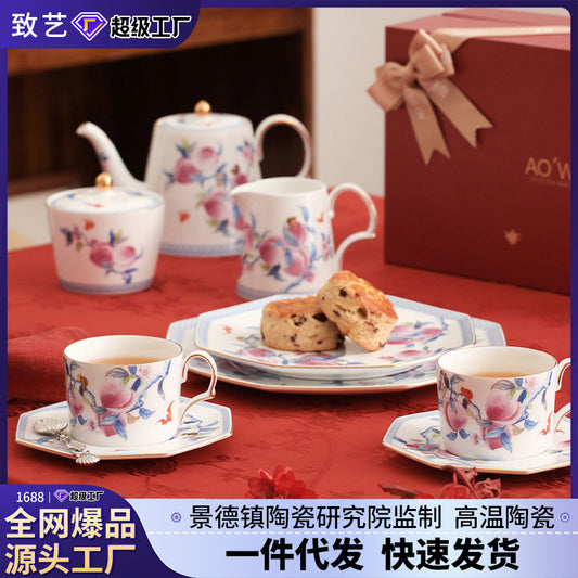 Jingdezhen Source Factory Holiday Gift Set Afternoon Tea Coffee Cup Saucer Tea Set Mug Milk Tea Cup