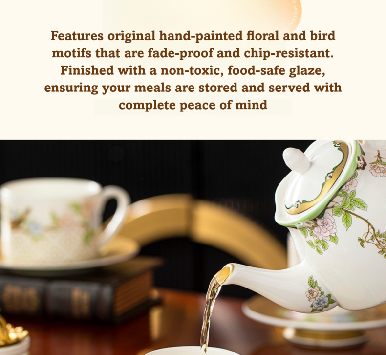 Qinsehe Ming Bone China Light Luxury Ceramic High-end Afternoon Tea Coffee Cup Set with Cup Saucer Wholesale Gift