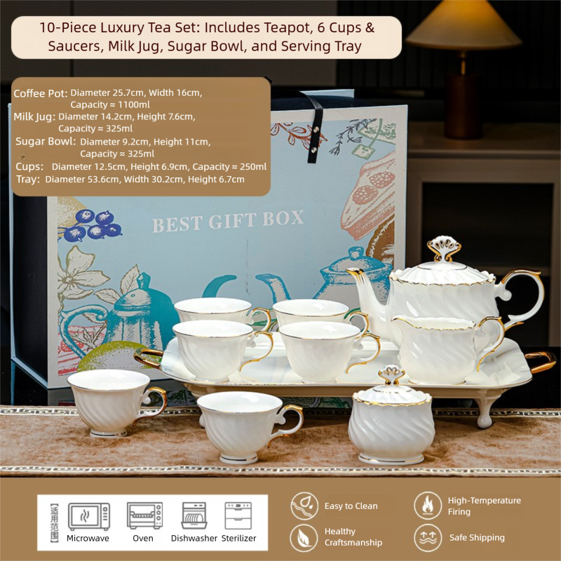 Jingdezhen Porcelain Coffee Cup & Saucer Set / Luxury Gift Box