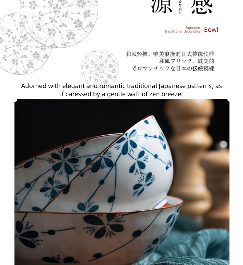 Manufacturer Bowl and Plate Set Household Rice Bowl Single Noodle Bowl Japanese Underglaze Color Soup Bowl Ceramic Bowl Plate Tableware Dish