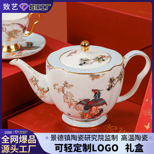 Jingdezhen Ceramic Custom Afternoon Tea Coffee Cup Saucer Tea Set Mug Business Gift Points Redemption Exquisite