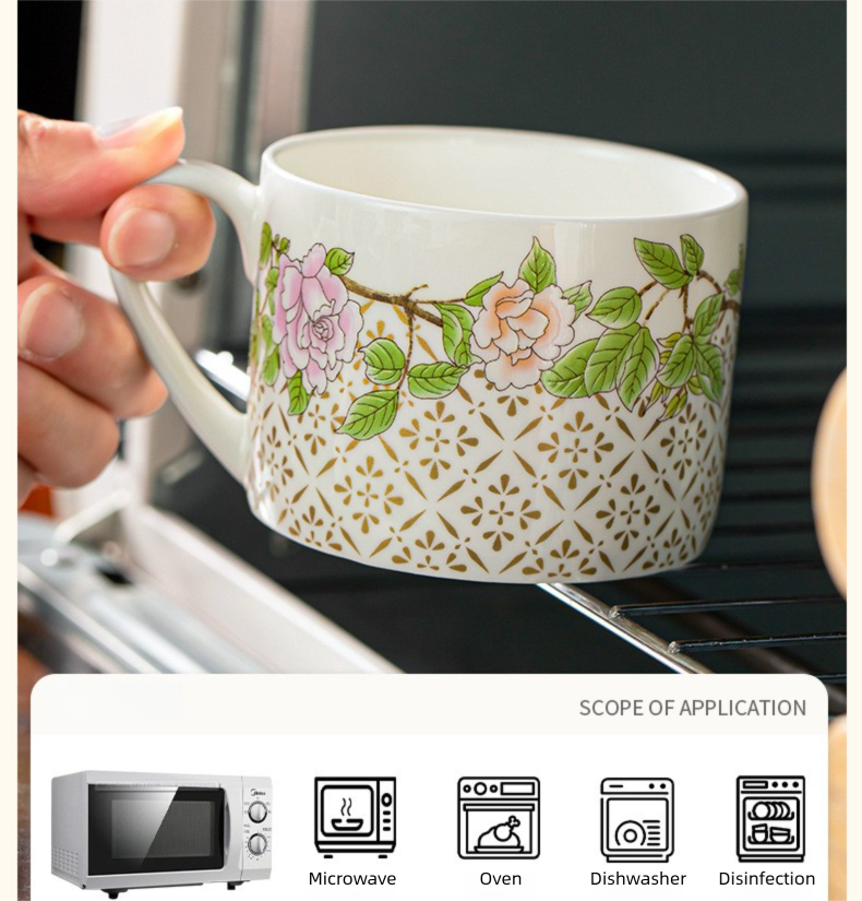 Qinsehe Ming Bone China Light Luxury Ceramic High-end Afternoon Tea Coffee Cup Set with Cup Saucer Wholesale Gift